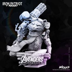 021921-Wicked-Rocket-Bust-Promo-01.jpg Free 3D file Wicked Marvel Avengers Endgame: Rocket Racoon Bust STLs ready for printing・Design to download and 3D print
