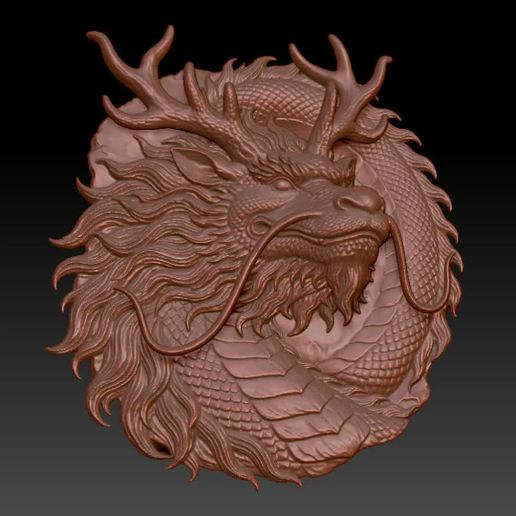Ornate Dragon Medallion Relief STL | Deep & Shallow Set