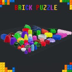 Brick-Puzzle-Block-Special-Circle-001.jpg Файл STL Кирпичная головоломка - Блок - Специальный круг・Шаблон для загрузки и 3D-печати