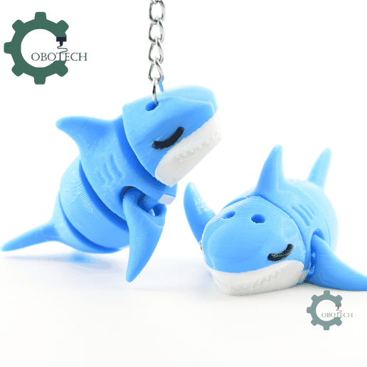 Sleepy Shark Articulated Keychain - Cute Backpack Keychain