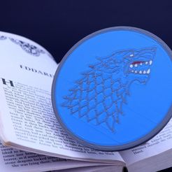 2fde036bcdfe937c91f72aa93d45d698_display_large.jpg Download free STL file Multi-Color Game of Thrones Coaster - House Stark • Object to 3D print, MosaicManufacturing