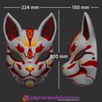 Fox_Mask_no3_07.jpg Japanese Fox Mask Demon Kitsune Costume Cosplay Helmet STL File