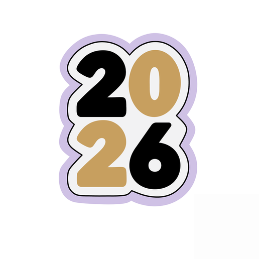 2026 Number Cookie Cutter STL with Stamp – New Year 3D Print Cookie Mold File