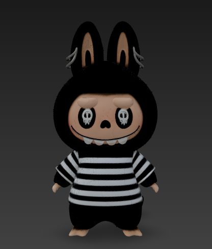 Captura-de-pantalla-2025-07-27-235937.png Dark Labubu The Monsters Modelo 3D - Edição com camisa às riscas - Ficheiro STL estilo Pop Mart - Brinquedo de arte gótica para colecionar - Figura imprimível em resina/FDM