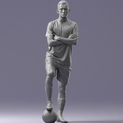 000311 Young Soccer Player Standing with Ball 1114 3D model