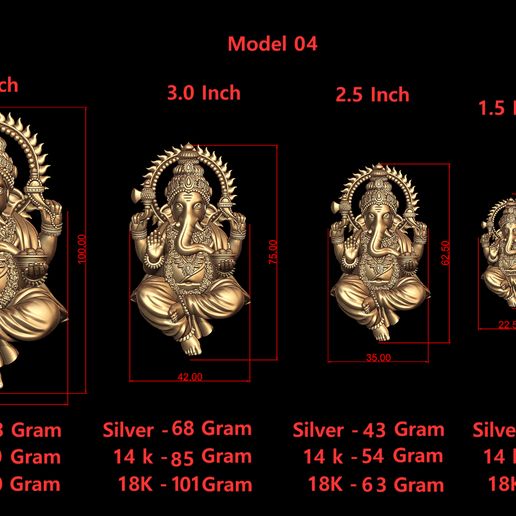 Ganesh Ji Model 04 Light Weight  Models in All Sizes 3D model