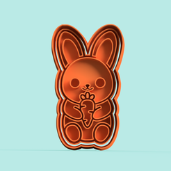 rabbit-with-carrot-cutter-and-stamp-easter.png Archivo STL conejo con zanahoria cortador y sello pascua・Objeto imprimible en 3D para descargar
