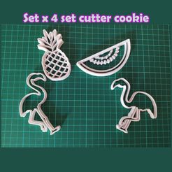 Sin título-1.jpg Archivo STL Set cutter cookie x4 flamenco sandia anana・Modelo imprimible en 3D para descargar