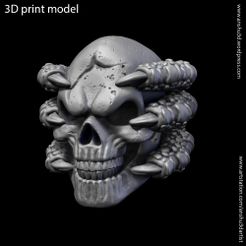 Skull_with_claw_vol1_z1.jpg 3D-Datei Schädel mit Klaue vol1 Bas-Relief・Design zum Herunterladen und 3D-Drucken