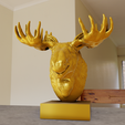 bust-2.png moose elk bust statue stl 3d print file