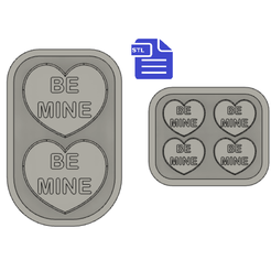STL00370-1.png Fichier 3D Plateau de moules en silicone Be Mine Hearts - 2 motifs inclus・Design imprimable en 3D à télécharger, CraftsAndGlitterShop