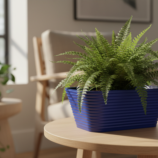 Modern Rectangular Planter with Ring Texture