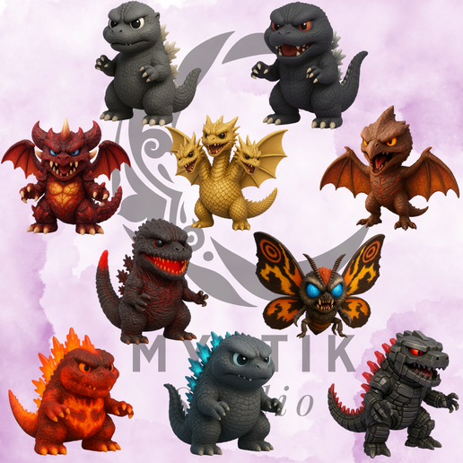 Godzilla Universe Chibi Kaiju Collection – 10 Figure STL Pack
