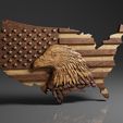 US-Map-and-Flag-Eagle-©.jpg USA Map and Flag - Eagle - CNC Files For Wood, 3D STL Model