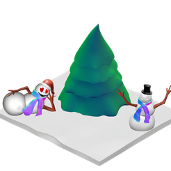 muleconieve (6).png Fichier OBJ Bonhomme de neige couché.・Design à télécharger et à imprimer en 3D