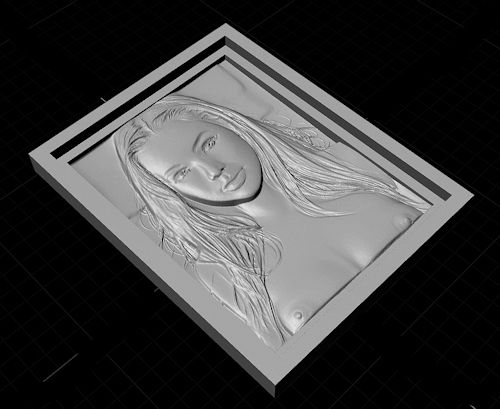 Frame-Display-03.jpg Обнаженная фигура с низким рельефом в файле .STL для 3D-печати или фрезерного станка с ЧПУ #Fram2