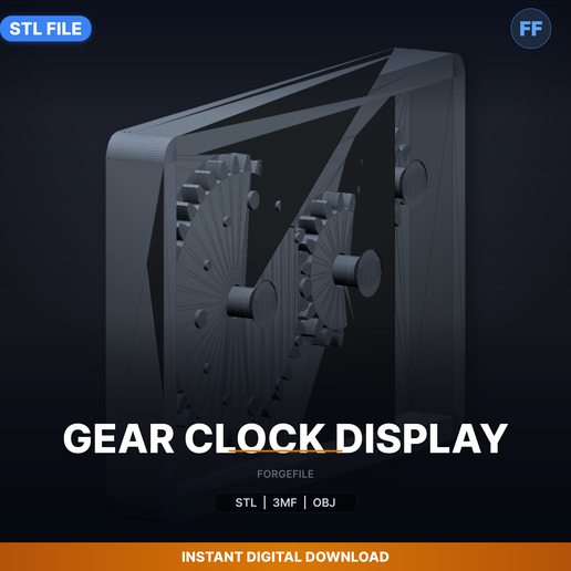 Gear Clock Display, Print in Place, Three Meshing Spur - 3D Printable STL File