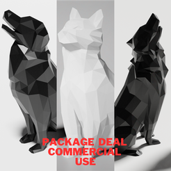 huge.png Fichier STL LOW POLY Commercial Use Package DEAL (Loup, Chien, Chat)・Plan pour imprimante 3D à télécharger