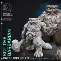 Kot-the-Barbarian-1.jpg 3D file Barbarian - Tabaxi Caravan - PRESUPPORTED - Illustrated and Stats - 32mm scale・3D print design to download