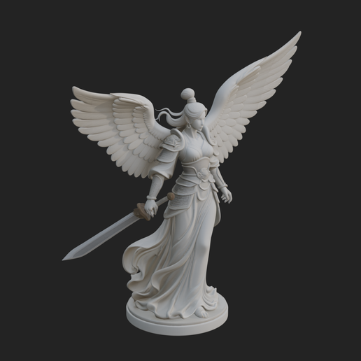 Winged Angel Warrior Woman Statue Design 1 - 3D Print Model