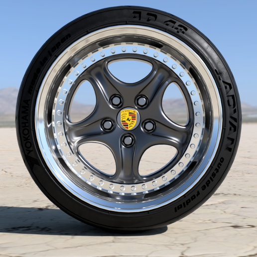 🚗 2!!! PORSCHE 964 style rims pack with yokohama ADVAN tires・ STL File ...