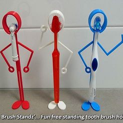 tooth_brush_standz_display_large.jpg Fichier STL gratuit Brosse à dents Standz''... Des porte-brosses à dents amusants et autoportants !・Plan imprimable en 3D à télécharger