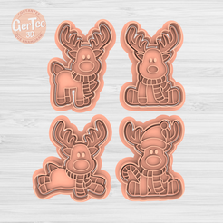 1.619.png Fichier STL RENOS NOËL REINDEER X4 Cutter + Stamp / Cookie Cutter SET X4・Modèle à imprimer en 3D à télécharger