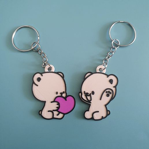 🥛 Milk Mocha Bear couple key chains (OPTION 2)・ STL File for