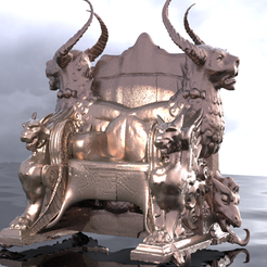 BABYLON-THRONE.2208.png Файл OBJ Гильгамеш Орнаментированный трон настенный 3・Дизайн для загрузки и 3D-печати