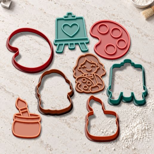 Creative Hearts - Art Teacher Cookie Cutter Set | 4 STL Designs