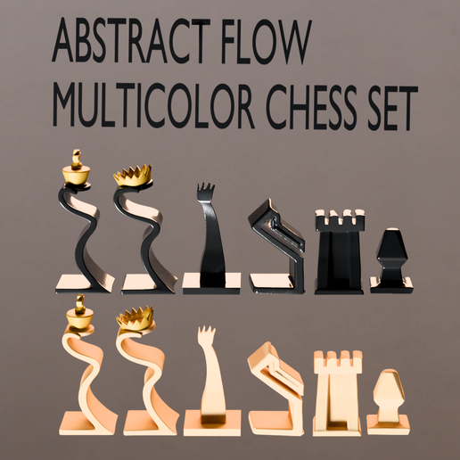♟️ Abstract flow chess set - Modern Sculpture・Free STL File for 3D ...