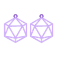 D20.stl DND Dice outline earrings