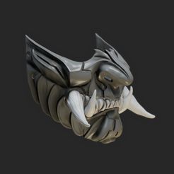 Mask-16-Oni-Half-03.jpg Oni Mask 16 Demon Half Face 3d imprimir archivo stl