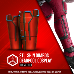 DEAD.png STL file SHIN GUARDS DEADPOOL COSPLAY - STL・3D printer model to download