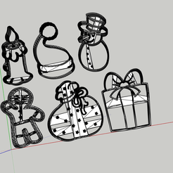 Kit-Natale-1.png STL file Christmas Kit cookie cutter cake design decoration candle hat santa snowman gingerbread gift santa sack・3D print model to download, Michel3D