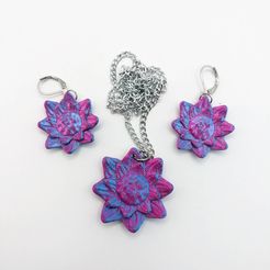 336676216_728243485671734_620440419856233585_n.jpg Archivo STL Set de joyas Girasol, Collar, Pendientes, Flores・Plan de impresión en 3D para descargar