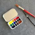 20220712_152124.jpg Mini Watercolor Palette for Altoids Tin Cans - 14 Wells - Brush holder