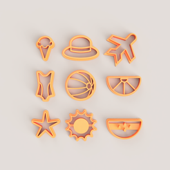 Vo @ mS Kk STL file VACATION POLYMER CLAY CUTTER SET・Design to download and 3D print