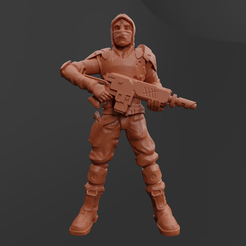 gunman.png Descargar archivo STL gratis Zaekh el Pistolero - soldado postapocalíptico / mercenario • Diseño imprimible en 3D, MoJoDoD