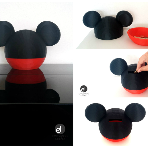 mix.png Archivo STL gratuito Caja de dinero Mickey Mouse・Design para impresora 3D para descargar, bbakari