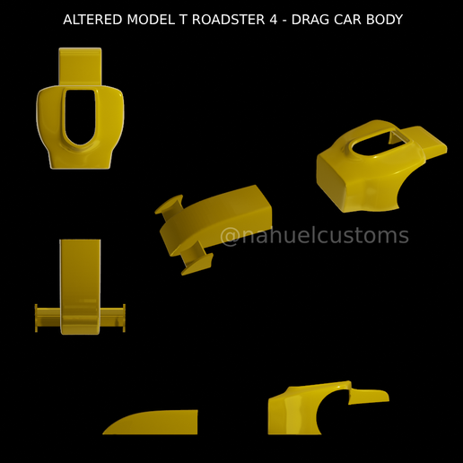 🚗 ALTERED MODEL T ROADSTER 5 - DRAG CAR BODY・ STL File for ・Cults