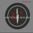 KT.png KT Knife- Mens- Comedy- Podcast- Live- Kill Toni Coaster- Hinchliffe Notes Special 3d Printable Coaster- STL File- Large Coaster