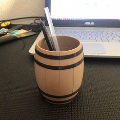 photo_2019-01-20_11-58-08.jpg Free STL file Office DIY - Wood Barrel Pen Holder・Design to download and 3D print