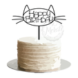 Topper-Cat-HBD-01-Cake@2x.png Pack of Cake toppers - Cat Theme - Cat Cake Toppers