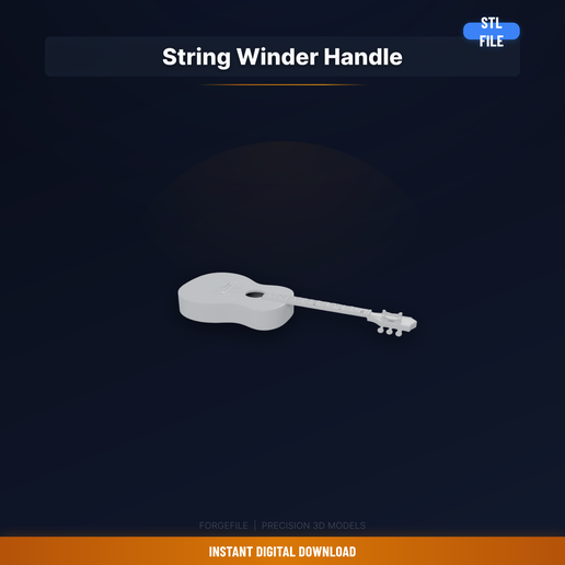 Guitar String Winder Peg Winder, Ergonomic Handle, Fast - 3D Printable STL File