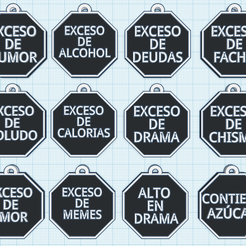 llaveros-exceso.png STL file key rings excess pack x12・3D printing idea to download