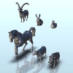1.jpg STL-Datei Set of farm animals - boar + cow + duck + goat + horse + rabbit - Medieval Flames of war Bolt Action SAGA DBA Age of Sigmar Warhammer・3D-druckbares Modell zum herunterladen