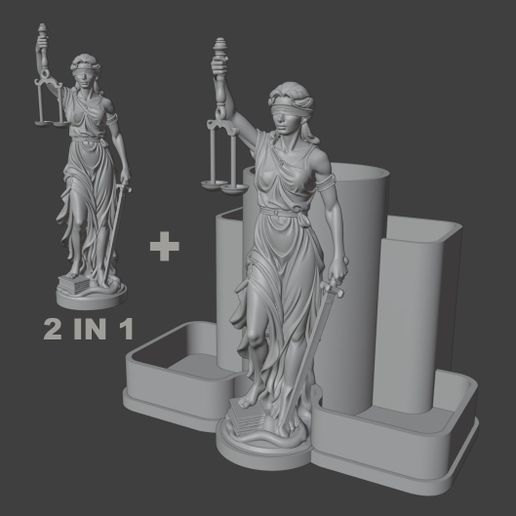 Lady Justice Desk Organizer STL | Themis Statue | Lawyer Office Decor | 2 in 1