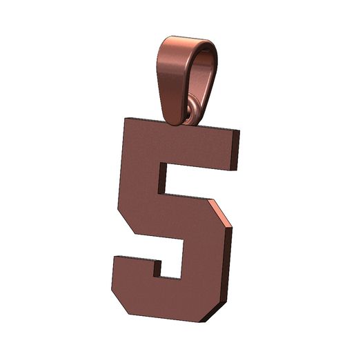 NBA-number-5-pendant-charm-bail-11.jpg NBA Schriftart Nummer 5 Anhänger Charme mit Kaution 3D-Druck Modell