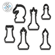 Chess_Piece_Set_ALL.png Chess Set (6 files) - Cookie Cutter - Fondant - Polymer Clay